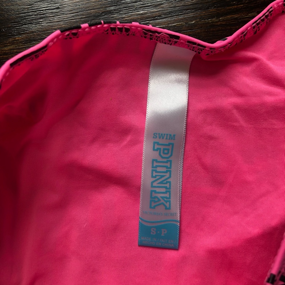 PINK Victoria’s Secret Love Pink Print Ruched Rhinestone Bikini Bottom - Picture 10 of 16